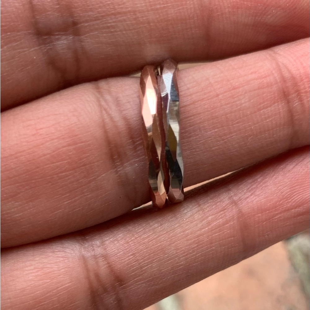 10k Gold Stackable Hammered Bands - Size 6